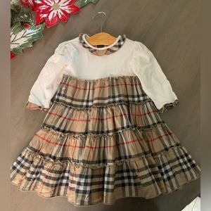 BURBERRY Baby Girl 18-Month Plaid Ivory Nova Check Long Sleeve Dress